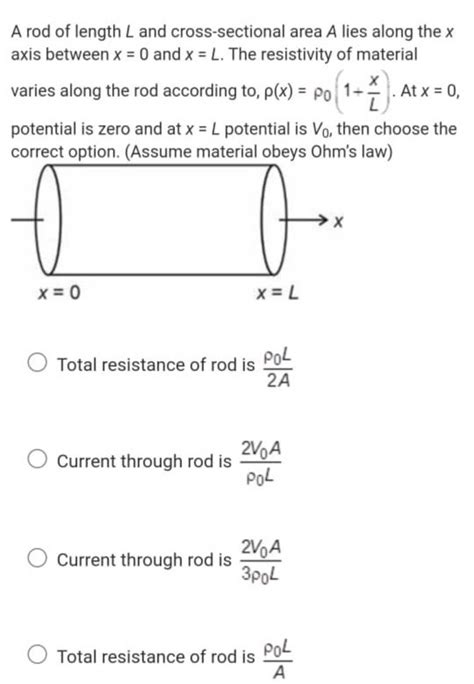 A Rod Of Length L And Cross Sectional Area A Lies Along The X Axis Betwee