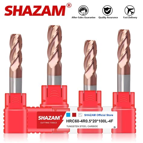 SHAZAM HRC60 4 Flute End Mill Tungsten Steel Carbide Nano Coating Round