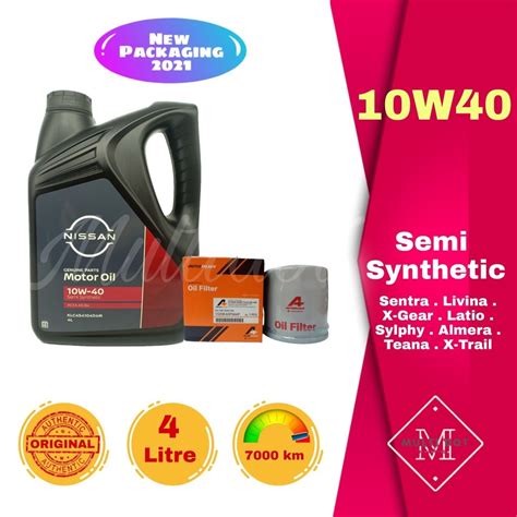 Nissan Engine Oil Semi Synthetic 10W40 Oil Filter Sentra Livina X