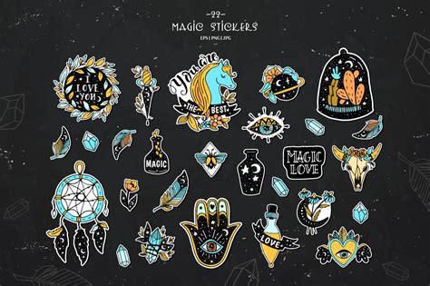 Magic stickers collection By DariSmartArt | TheHungryJPEG