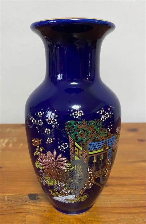 Vintage Vase Japanese Cobalt Blue Vase Inches Flower Vase