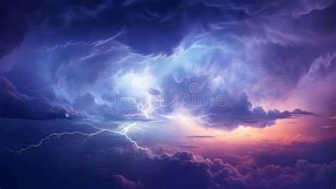 Dramatic Huge Clouds of Thunderstorm on Sky with Sunset. Stock Illustration - Illustration of ...