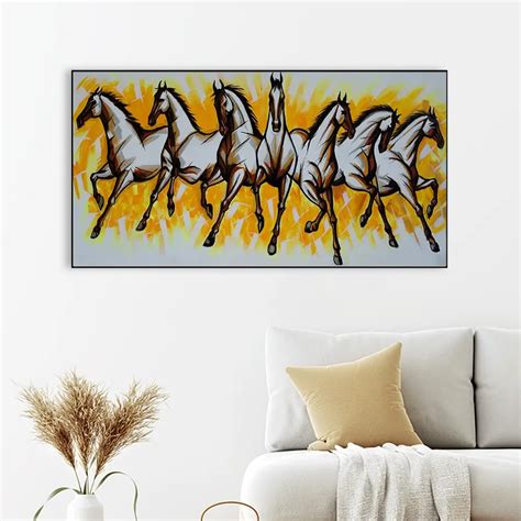 Seven Running Horses Canvas Painting - WallMantra