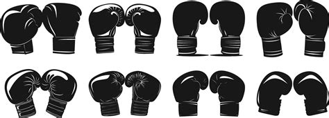 Power Packed Modern Boxing Gloves Silhouette Vector Art At