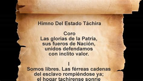 Himno del Estado Táchira Letra Música Significado e Historia