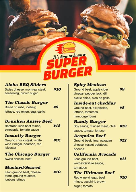 Super Burger Menu — Gianni Berretta