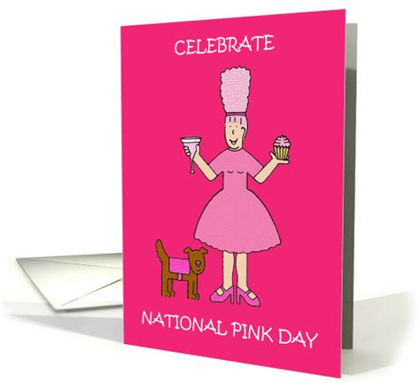 National Pink Day June 23rd Cartoon Lady In Funky Pink Outfit Card