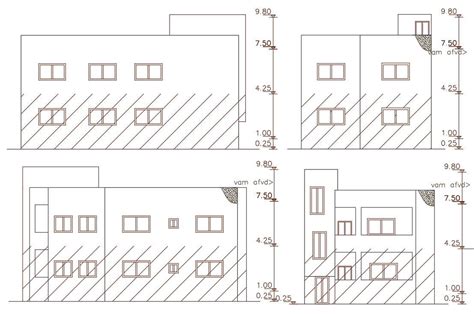 1560 Square Feet House Building Elevation Design Dwg File Cadbull