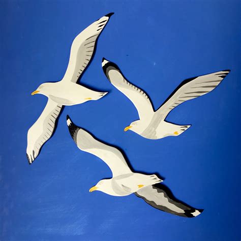 Set Of 3 Flying Seagulls Wall Decoration Etsy