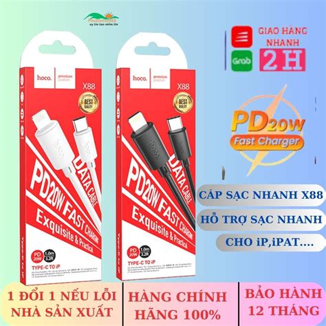 Dây Sạc iP Cáp Sạc PD20W Chính hãng Hoco X88 Sạc Nhanh Cổng iP Type C