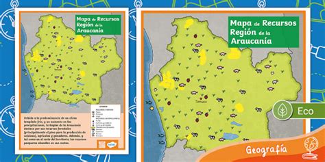 Póster Mapa de Recursos Región de la Araucanía Twinkl