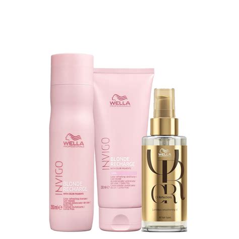 Kit Wella Invigo Cool Blonde Recharge Shampoo Ml Condicionador Ml Leo Ml Pague Menos