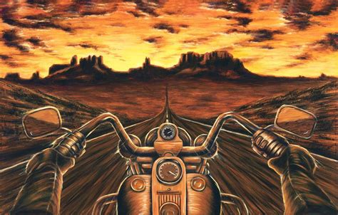 Print On Canvas Motorcycle Art Harley Davidson Landscape Painting