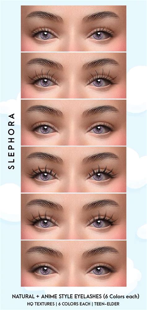 Natural Anime Style Eyelashes Slephora Sims Cc Eyes Sims Cc