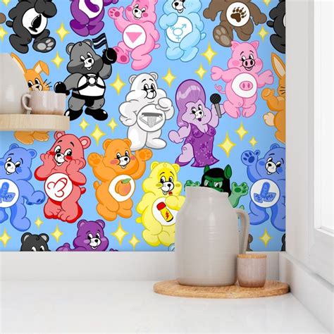 extraño adulto oso dibujos animados raro gay homo travieso parodia Papel tapiz Spoonflower