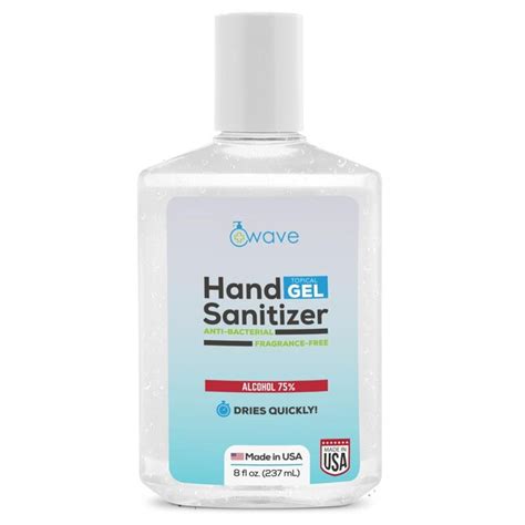 Wave 24 Pack 8 Oz Fragrance Free Hand Sanitizer Bottle Gel At