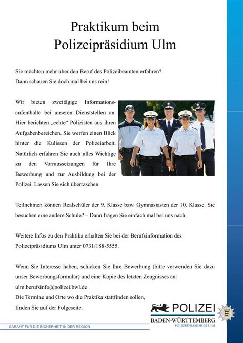 Pdf Praktikum Beim Polizeipr Sidium Ulm Ppulm Polizei Bw De