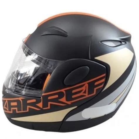 Capacete Taurus Articulado Zarref New Neon Preto Fosco Laranja