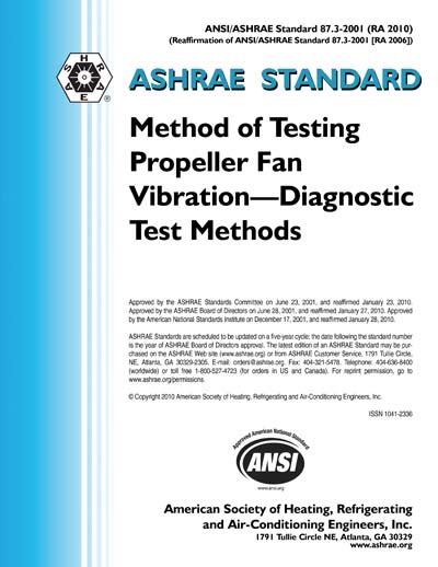 Ansi Ashrae Standard R Method Of Testing Propeller