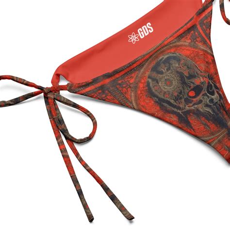 Goth Skull Rococo Black Red String Bikini Bottom Vintage Inspired Baroque Style Dark Romance