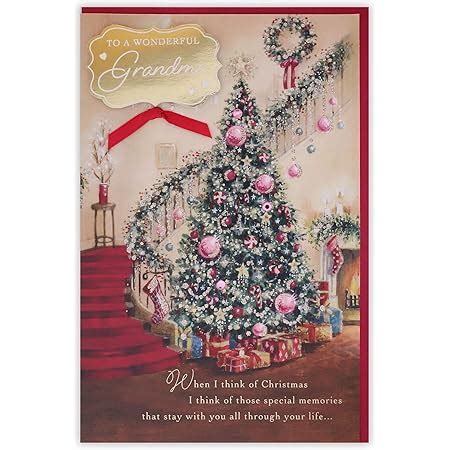 Clintons Traditional Tree Next To Stairs Grandma Christmas Card