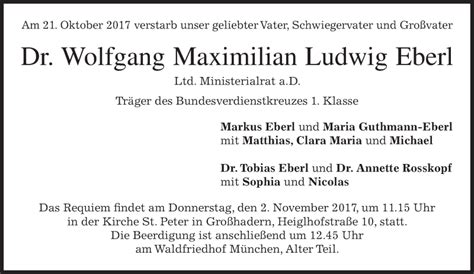 Traueranzeigen Von Wolfgang Maximilian Ludwig Eberl Trauer Merkur De