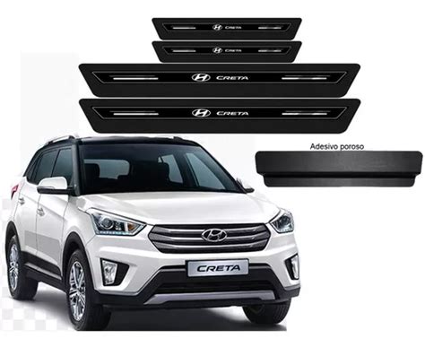 Soleira Platinum Preto Hyundai Creta 15 20 C adesivo Poroso 8peças