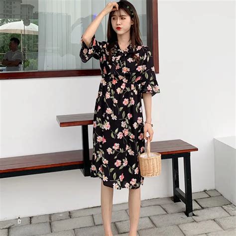 Vestido Bohemio De Verano Con Estampado Floral De Manga Corta Para La