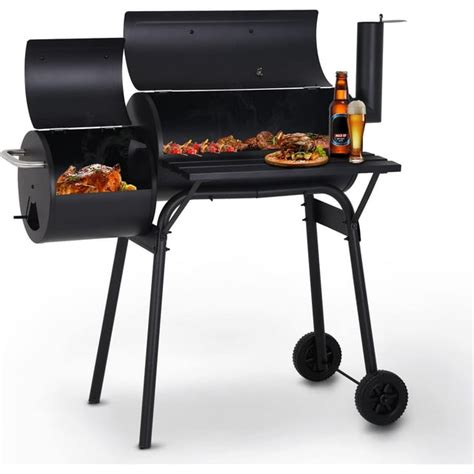 Charcoal Grills Outdoor BBQ Grill Offset Smoker with Wheels Side Fire ...