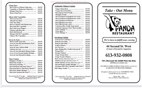 Online Menu Of Panda Restaurant Cornwall Ontario K6J 1G2 Zmenu