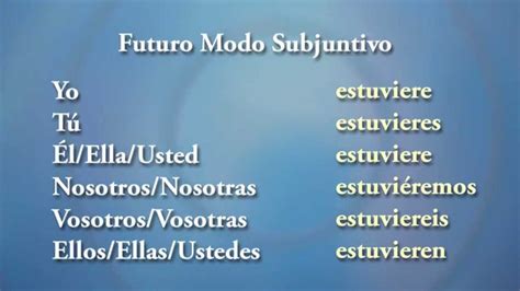 Estar Futuro De Subjuntivo Conjugación De Verbos En Español Youtube