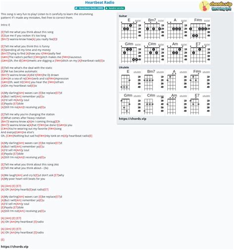 Chord Heartbeat Radio Tab Song Lyric Sheet Guitar Ukulele