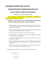 Tarea Administracion De Operaciones Docx Universidad Abierta Para