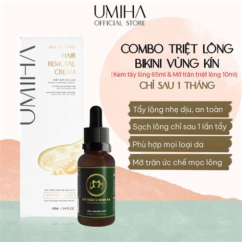 Mua Tẩy Triệt Lông Vùng Kín Bikini Vĩnh Viễn Umiha Combo Mỡ Trăn Triệt Lông U Minh Hạ 10ML