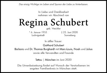 Traueranzeigen Von Regina Schubert Franken Gedenkt De