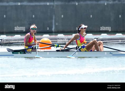 Ionela Cozmiuc And Gianina Beleaga Of Romania React After Competing In