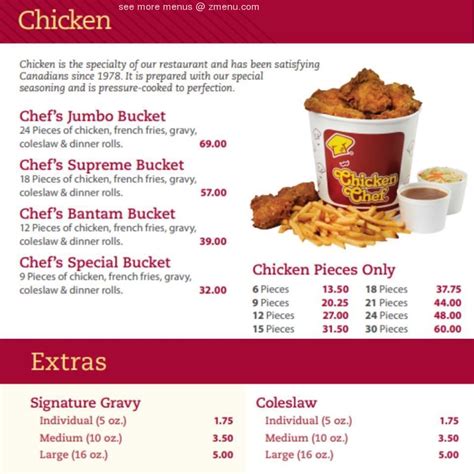 Menu at Chicken Chef restaurant, Gimli