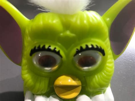 Vintage 1998 Mcdonalds Furby Bright Green With White Hair Toy Etsy