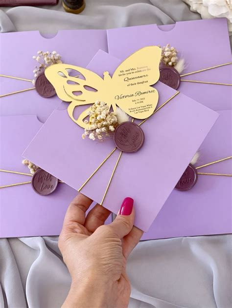 Acrylic Quinceñera Invitation Butterfly Quinceñera Invite Mis Quince