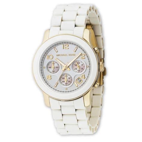 Michael Kors นาฬิกาข้อมือผู้หญิง สีขาว สายซิลิโคน รุ่น Mk5145 Shopee