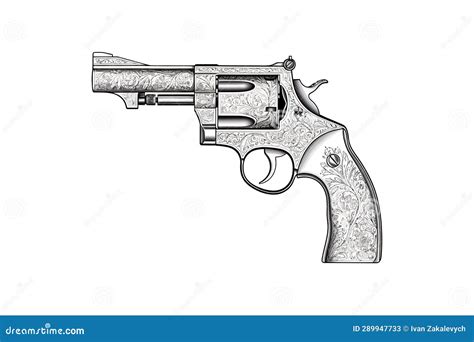 Vintage Revolver Sketch Hand Drawn in Doodle Style. Vector Illustration ...