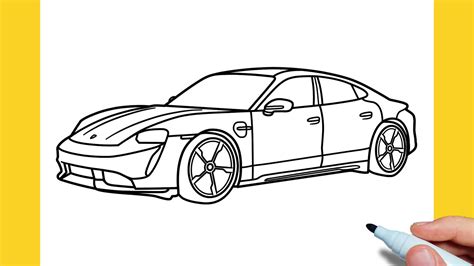 How To Draw A Porsche Taycan Turbo S Easy Drawing Porsche Mission E