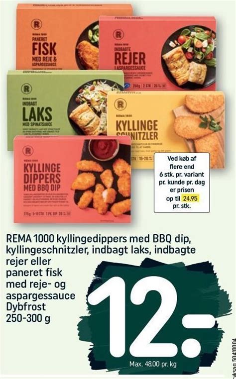 Rema Kyllingedippers Med Bbq Dip Kyllingeschnitzler Indbagt Laks