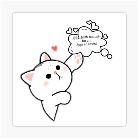 Sad Kawaii Kitty Sticker For Sale By Kiera P123 Redbubble