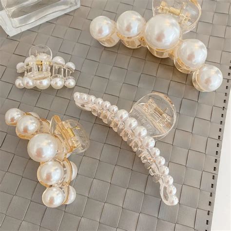 Trendy Imitation Pearl Hair Claws Clips For Women Hair Accessories