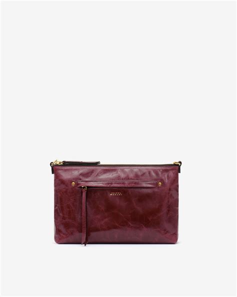 Nessah Leather Crossbody Bag Burgundy