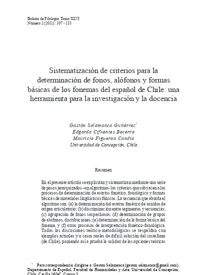 Sistematización de criterios para la determinación de fonos alófonos y