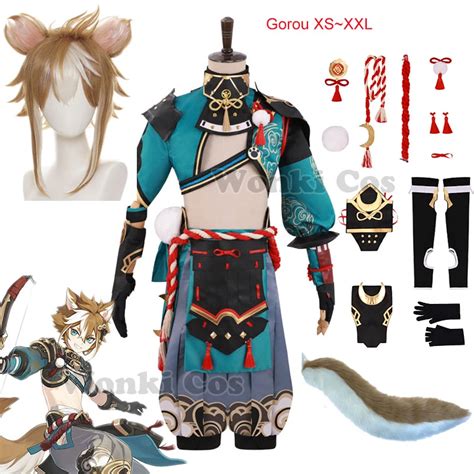 Rolecos Game Genshin Impact Gorou Cosplay Costume Genshin Gorou Cosplay