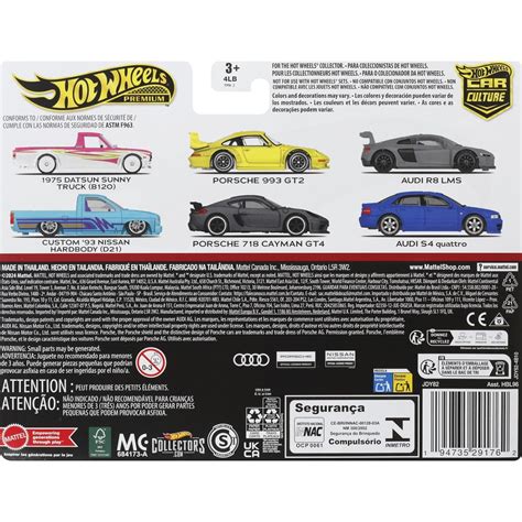 Mattel Hot Wheels Car Culture Audi S Quattro Audi R LMS Σετ Των Όχημα Παιχνίδι HBL