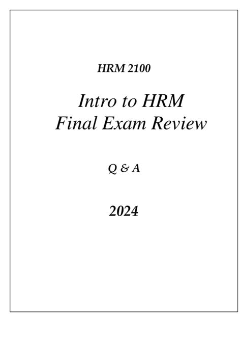 WGU C232 HRM 2100 INTRO TO HUMAN RESOURCE MANAGEMENT FINAL EXAM